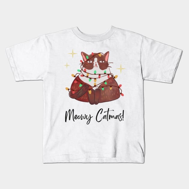 Meowy Catmas | Christmas Kids T-Shirt by FashionDoot